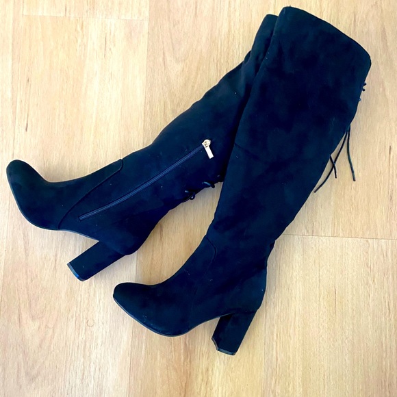 City Chic Shoes - City Chic wide calf black suede look boots